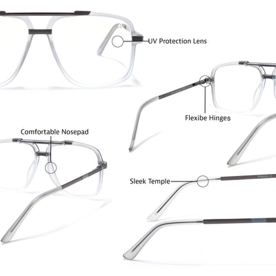 EyeJack Titex Matt Grey Wayfarer Eyeglasses for Men & Women (18907CL308-C6)