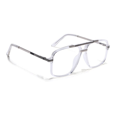 EyeJack Titex Transparent & Silver Wayfarer Eyeglasses for Men & Women (18907CL309-C7)