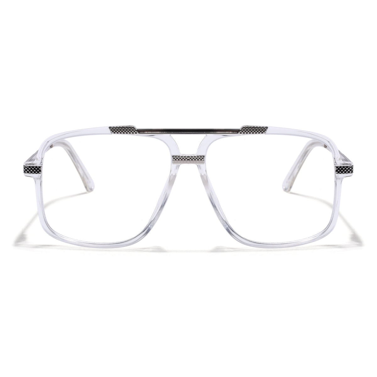 EyeJack Titex Transparent & Silver Wayfarer Eyeglasses for Men & Women (18907CL309-C7)
