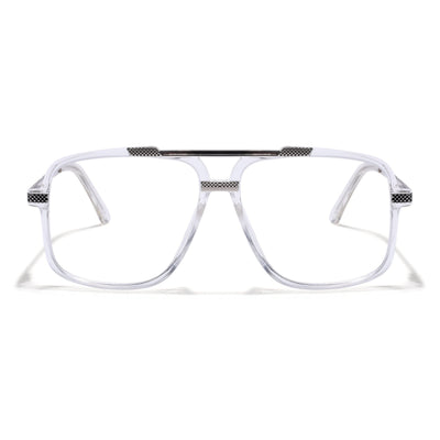 EyeJack Titex Transparent & Silver Wayfarer Eyeglasses for Men & Women (18907CL309-C7)