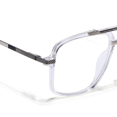 EyeJack Titex Transparent & Silver Wayfarer Eyeglasses for Men & Women (18907CL309-C7)