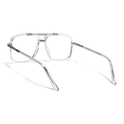EyeJack Titex Transparent & Silver Wayfarer Eyeglasses for Men & Women (18907CL309-C7)