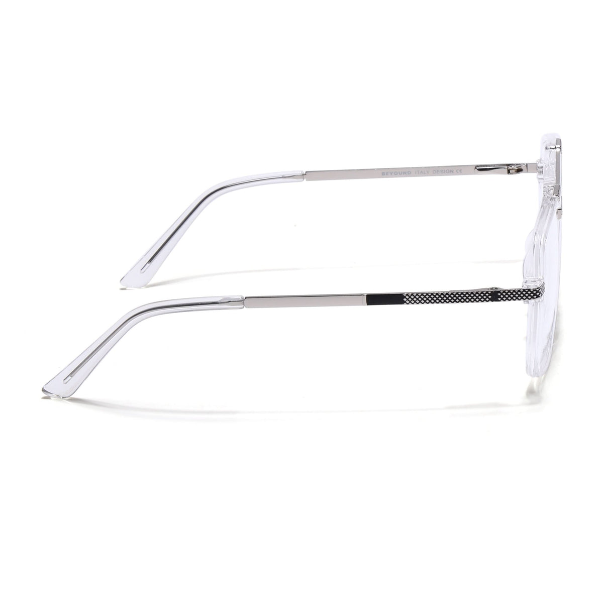 EyeJack Titex Transparent & Silver Wayfarer Eyeglasses for Men & Women (18907CL309-C7)