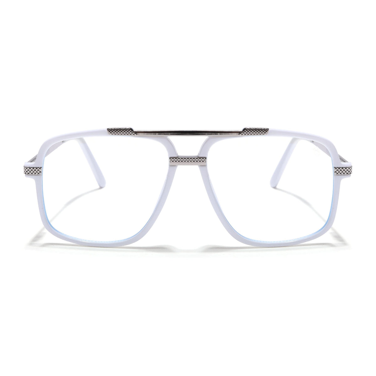 EyeJack Titex White & Silver Wayfarer Eyeglasses for Men & Women (18907CL310-C8)