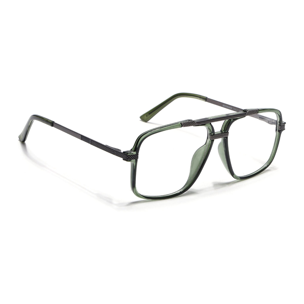 EyeJack Titex Green & Grey Wayfarer Eyeglasses for Men & Women (18907CL311-C9)