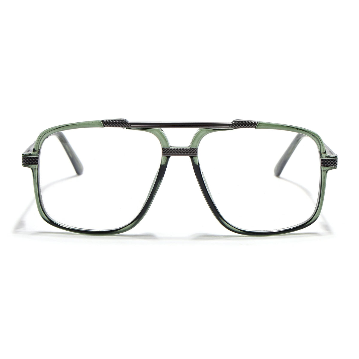 EyeJack Titex Green & Grey Wayfarer Eyeglasses for Men & Women (18907CL311-C9)