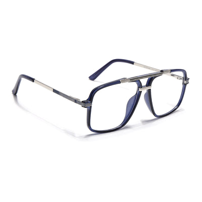 EyeJack Titex Blue & Grey Wayfarer Eyeglasses for Men & Women (18907CL312-C10)