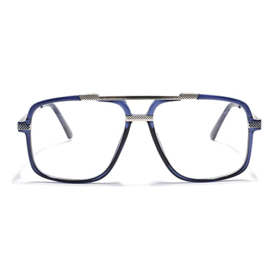 EyeJack Titex Blue & Grey Wayfarer Eyeglasses for Men & Women (18907CL312-C10)
