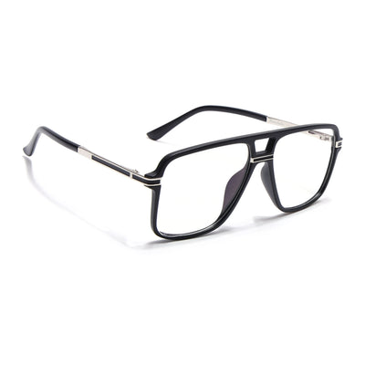 EyeJack Titex Matt Black & Silver Wayfarer Eyeglasses for Men & Women (18908CL314-C1)