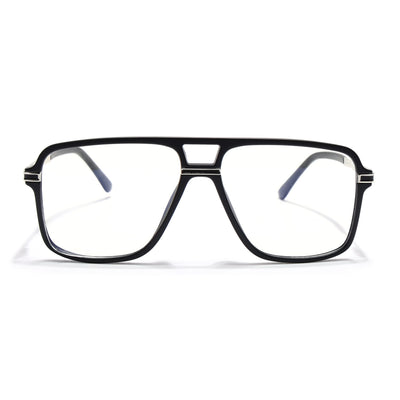 EyeJack Titex Matt Black & Silver Wayfarer Eyeglasses for Men & Women (18908CL314-C1)