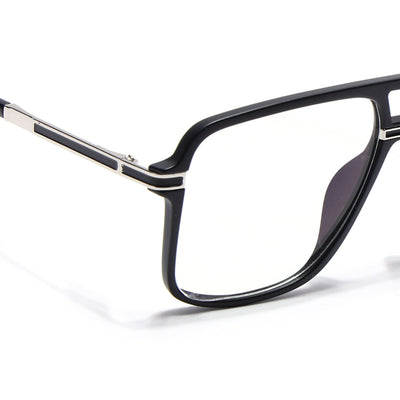 EyeJack Titex Matt Black & Silver Wayfarer Eyeglasses for Men & Women (18908CL314-C1)