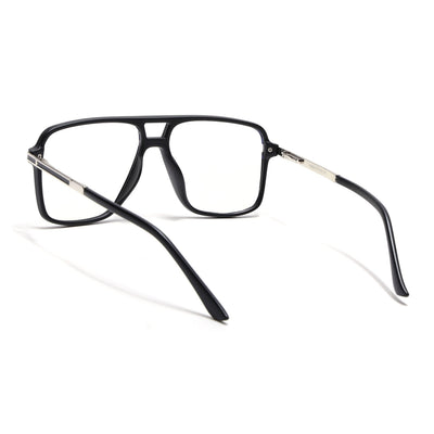 EyeJack Titex Matt Black & Silver Wayfarer Eyeglasses for Men & Women (18908CL314-C1)