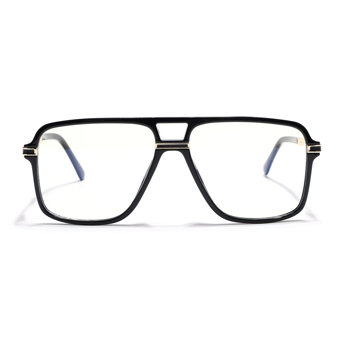 EyeJack Titex Shine Black & Golden Wayfarer Eyeglasses for Men & Women (18908CL316-C3)