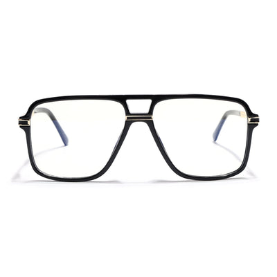 EyeJack Titex Shine Black & Golden Wayfarer Eyeglasses for Men & Women (18908CL316-C3)