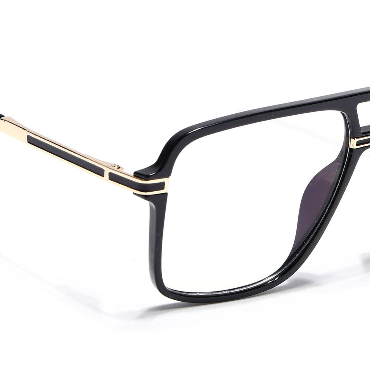 EyeJack Titex Shine Black & Golden Wayfarer Eyeglasses for Men & Women (18908CL316-C3)
