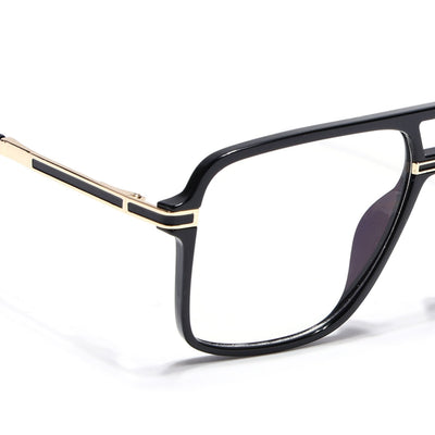 EyeJack Titex Shine Black & Golden Wayfarer Eyeglasses for Men & Women (18908CL316-C3)