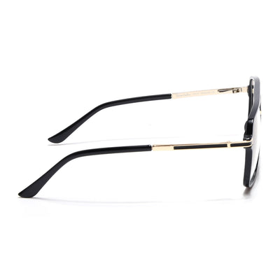 EyeJack Titex Shine Black & Golden Wayfarer Eyeglasses for Men & Women (18908CL316-C3)