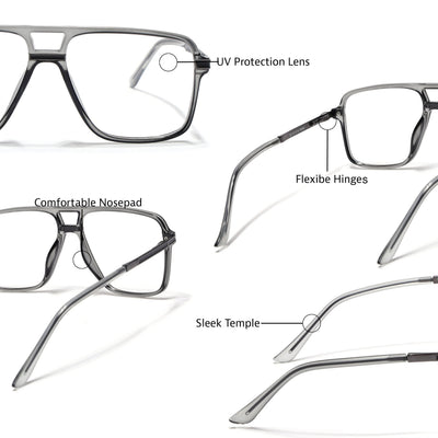 EyeJack Titex Shine Grey Wayfarer Eyeglasses for Men & Women (18908CL318-C5)