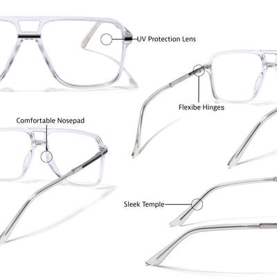 EyeJack Titex Transparent Wayfarer Eyeglasses for Men & Women (18908CL320-C7)