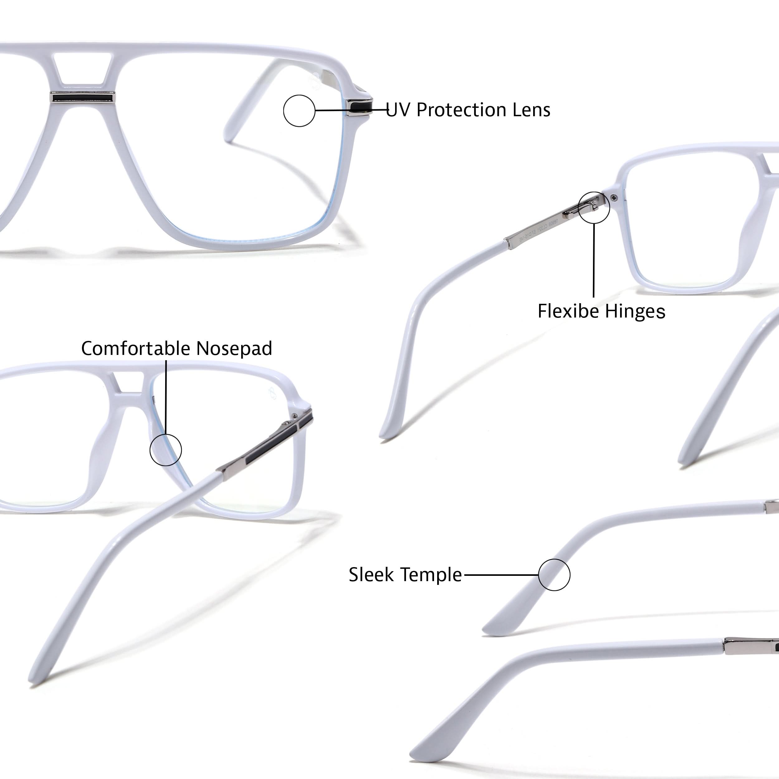 EyeJack Titex White Wayfarer Eyeglasses for Men & Women