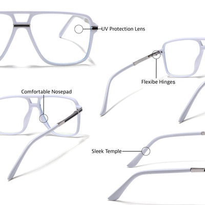 EyeJack Titex White Wayfarer Eyeglasses for Men & Women (18908CL321-C8)