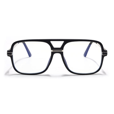 EyeJack Titex Matt Black & Silver Wayfarer Eyeglasses for Men & Women (18909CL325-C1)