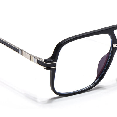 EyeJack Titex Matt Black & Silver Wayfarer Eyeglasses for Men & Women (18909CL325-C1)