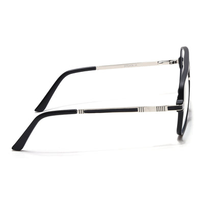 EyeJack Titex Matt Black & Silver Wayfarer Eyeglasses for Men & Women (18909CL325-C1)
