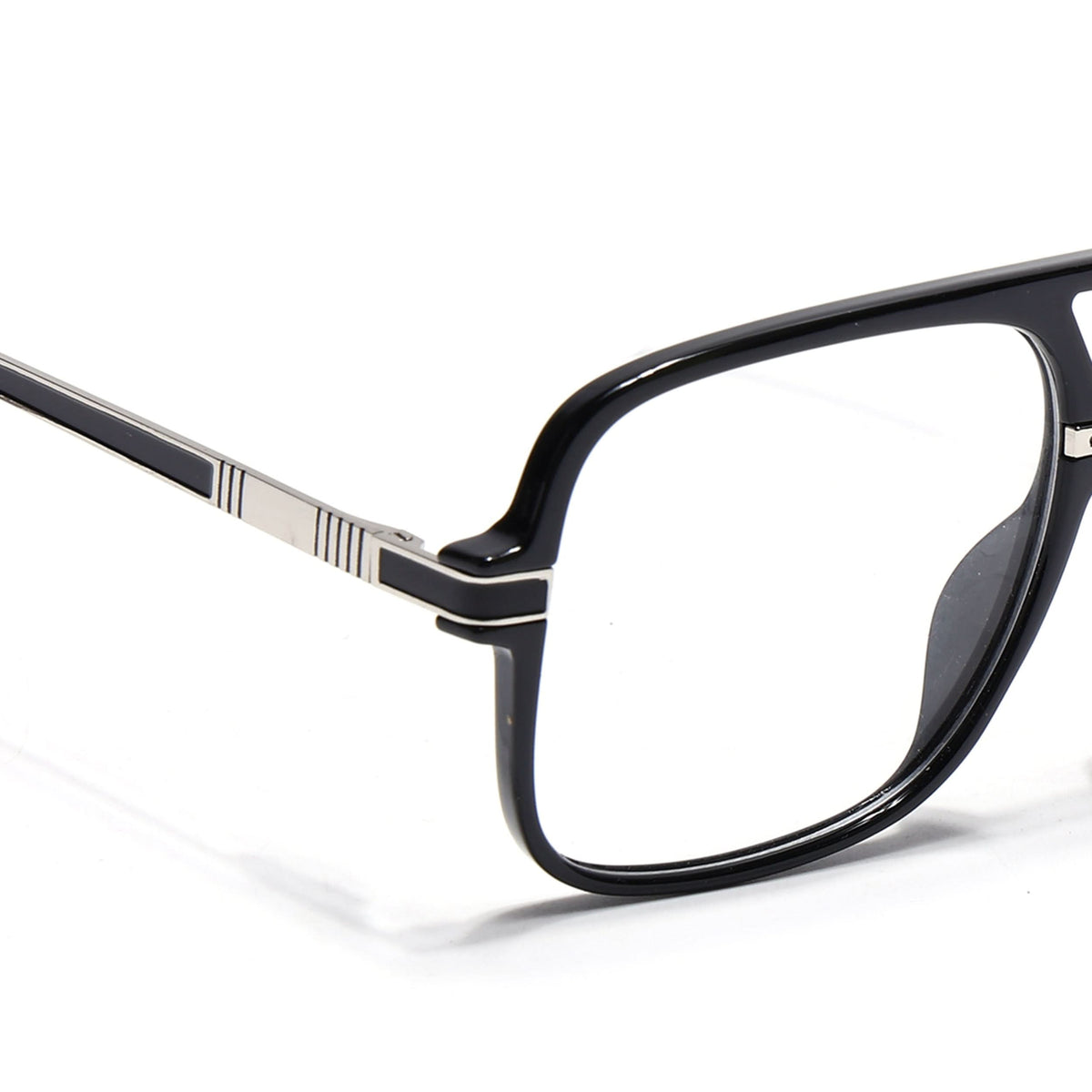 EyeJack Titex Shine Black & Silver Wayfarer Eyeglasses for Men & Women (18909CL326-C2)