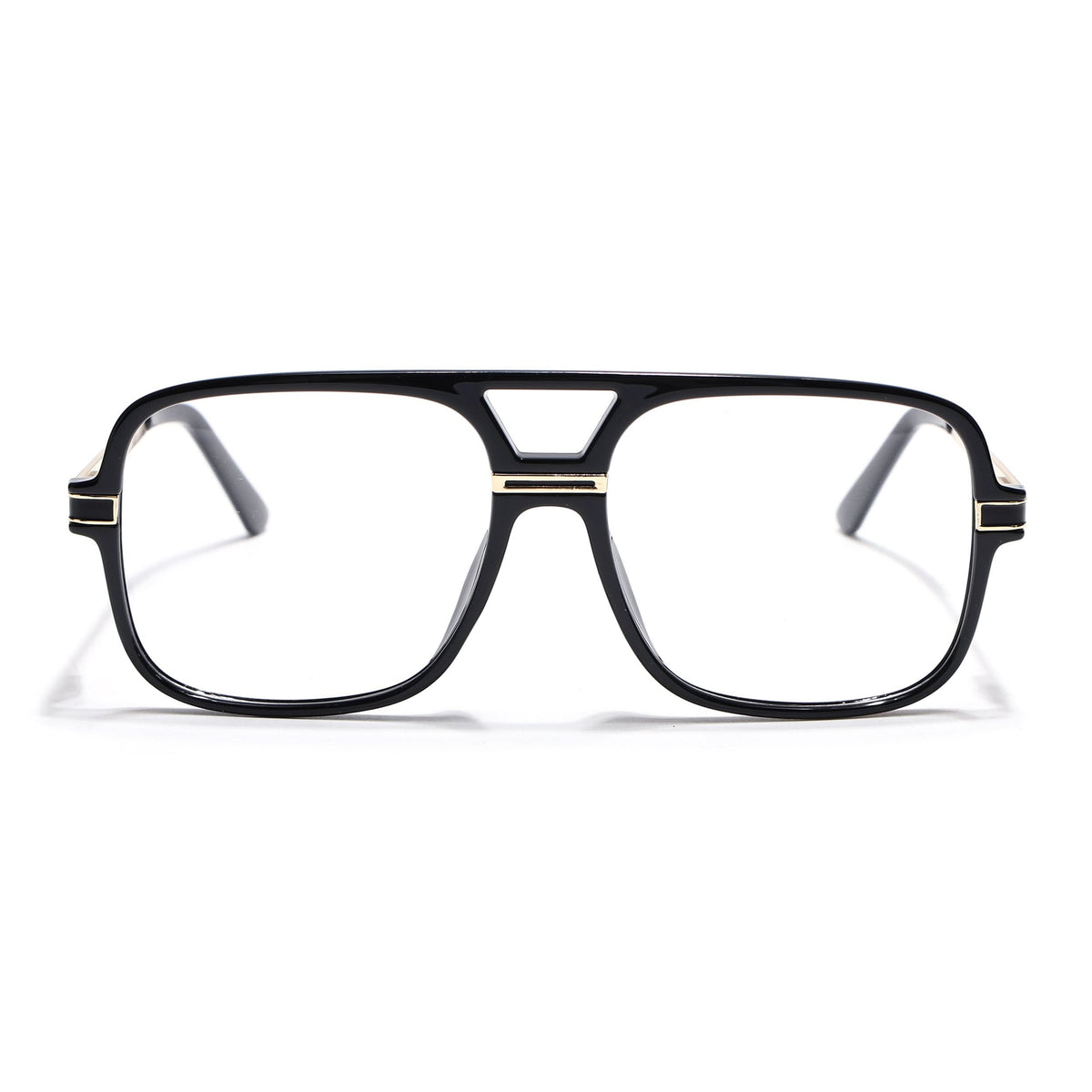 EyeJack Titex Shine Black & Golden Wayfarer Eyeglasses for Men & Women (18909CL327-C3)