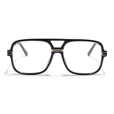 EyeJack Titex Shine Black & Golden Wayfarer Eyeglasses for Men & Women (18909CL327-C3)