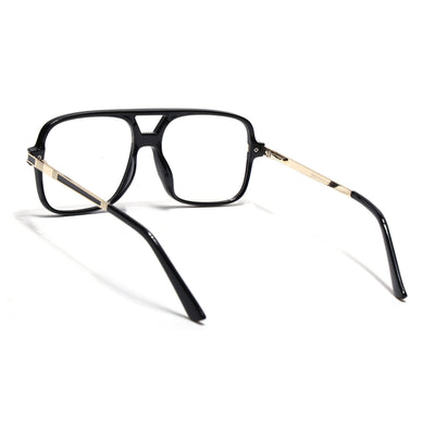 EyeJack Titex Shine Black & Golden Wayfarer Eyeglasses for Men & Women (18909CL327-C3)