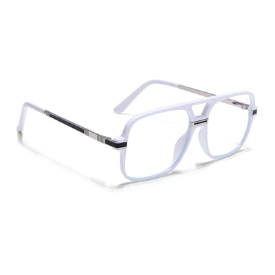 EyeJack Titex White Wayfarer Eyeglasses for Men & Women (18909CL332-C8)