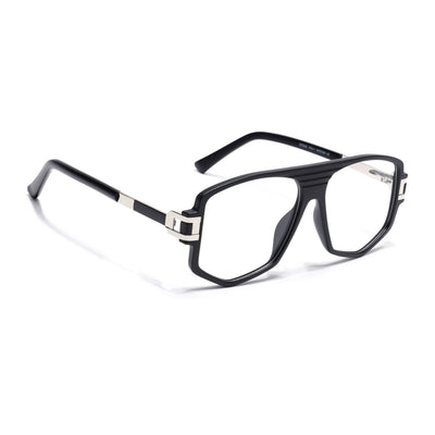 EyeJack Titex Matt Black & Silver Wayfarer Eyeglasses for Men & Women (18910CL336-C1)