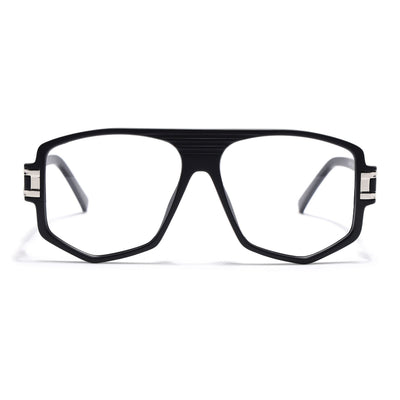 EyeJack Titex Matt Black & Silver Wayfarer Eyeglasses for Men & Women (18910CL336-C1)