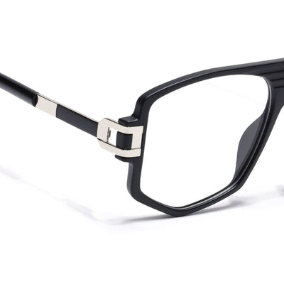 EyeJack Titex Matt Black & Silver Wayfarer Eyeglasses for Men & Women (18910CL336-C1)