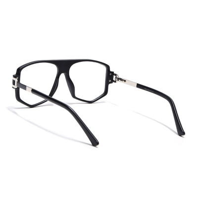 EyeJack Titex Matt Black & Silver Wayfarer Eyeglasses for Men & Women (18910CL336-C1)