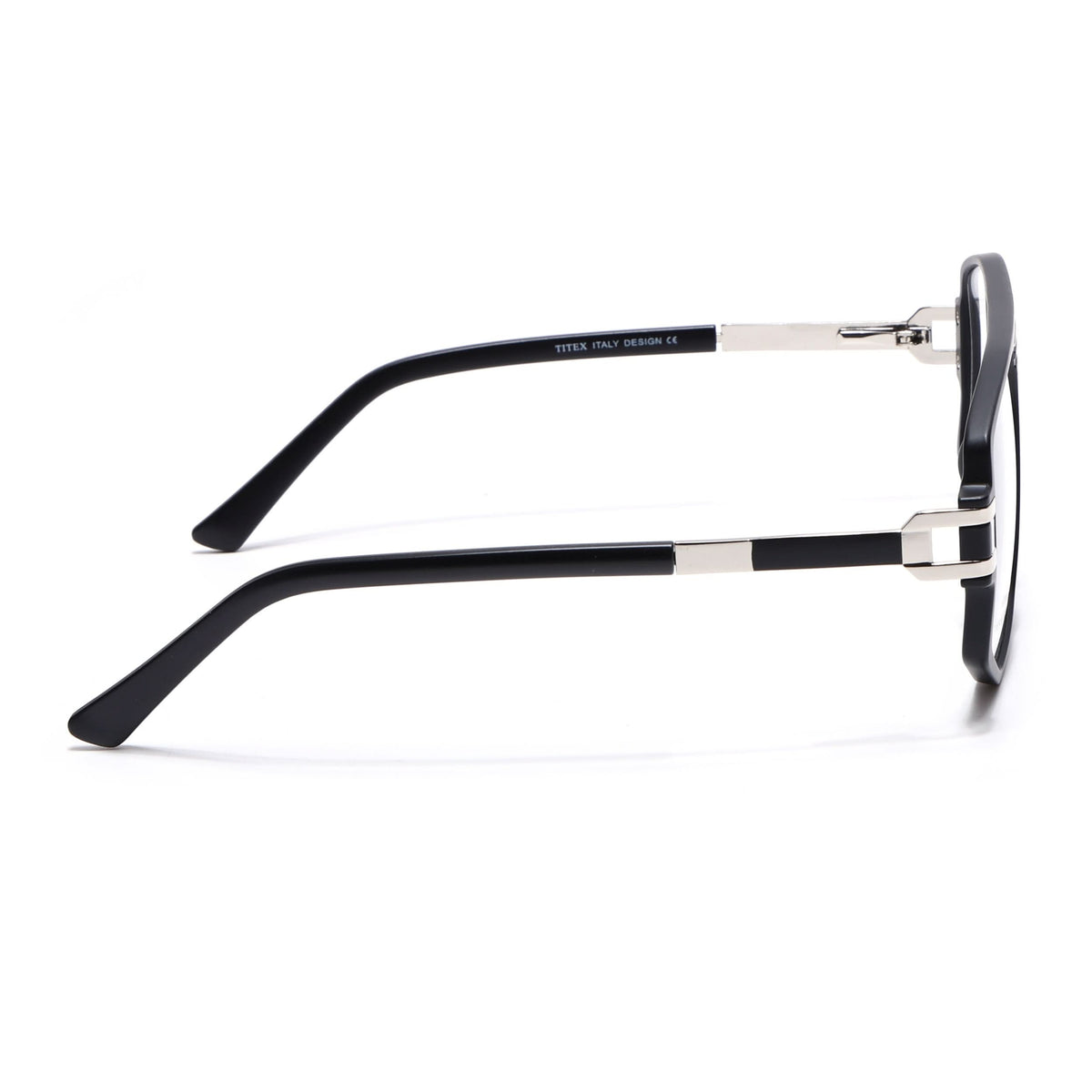 EyeJack Titex Matt Black & Silver Wayfarer Eyeglasses for Men & Women (18910CL336-C1)