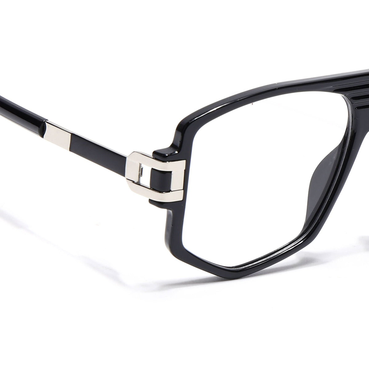 EyeJack Titex Shine Black & Silver Wayfarer Eyeglasses for Men & Women (18910CL337-C2)
