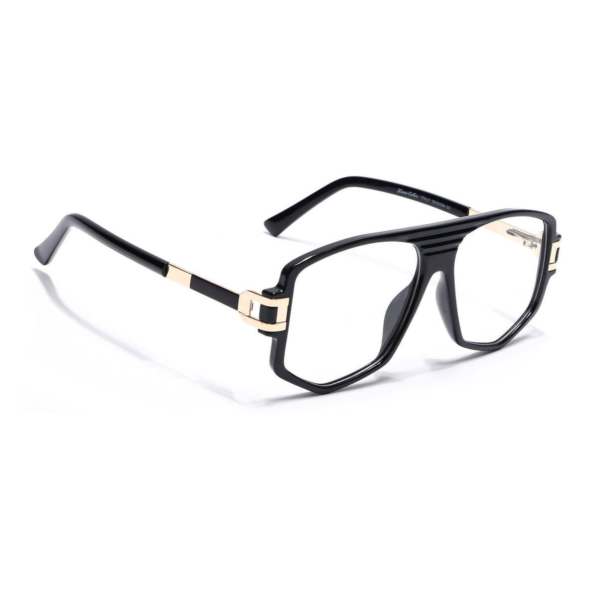 EyeJack Titex Shine Black & Golden Wayfarer Eyeglasses for Men & Women (18910CL338-C3)