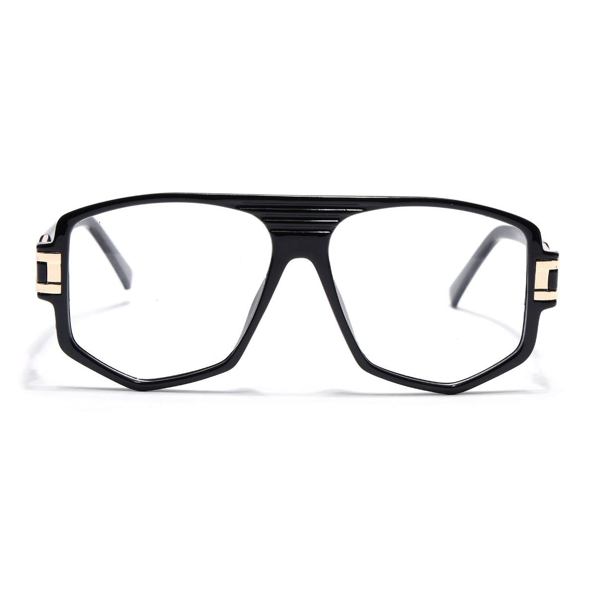 EyeJack Titex Shine Black & Golden Wayfarer Eyeglasses for Men & Women (18910CL338-C3)