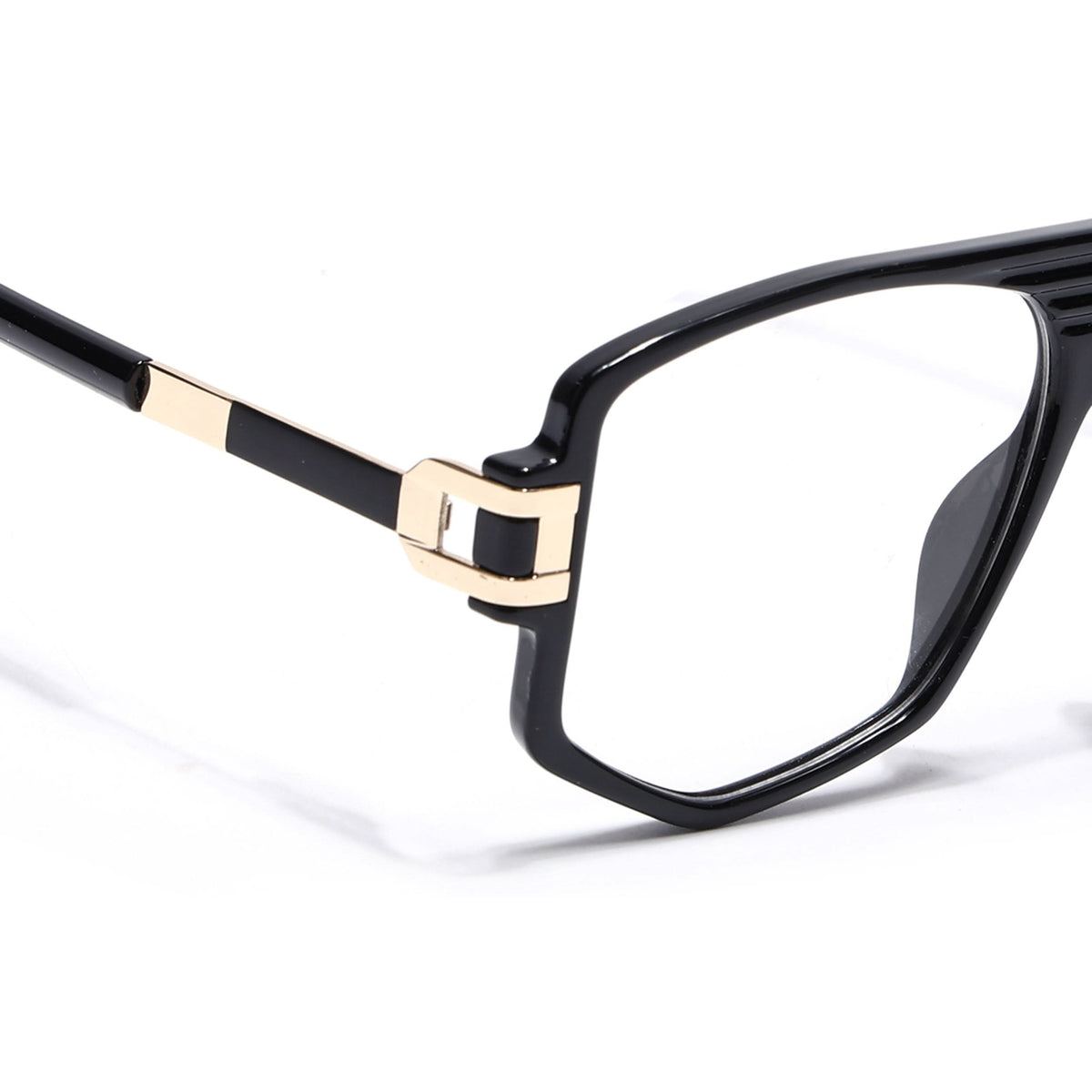 EyeJack Titex Shine Black & Golden Wayfarer Eyeglasses for Men & Women (18910CL338-C3)