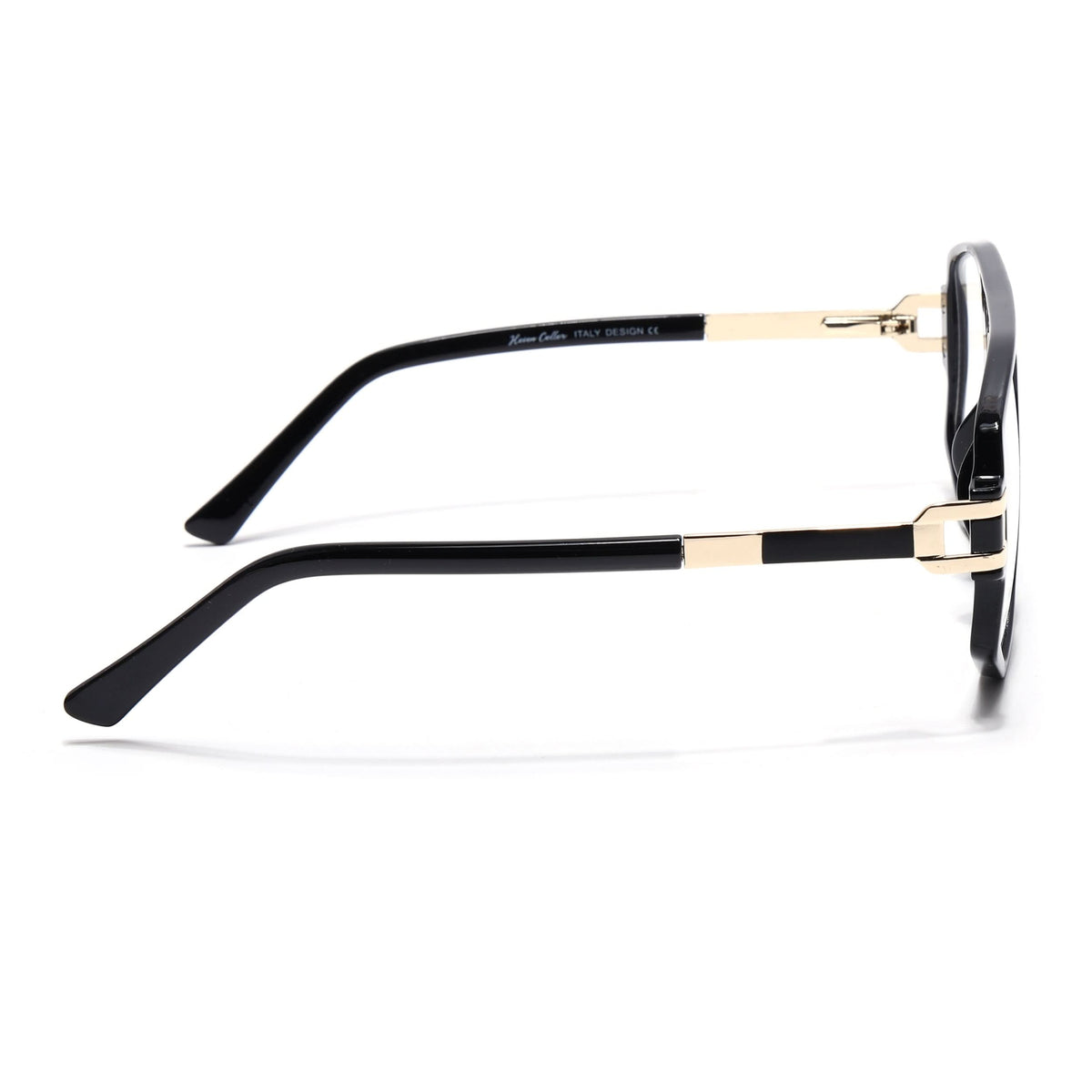 EyeJack Titex Shine Black & Golden Wayfarer Eyeglasses for Men & Women (18910CL338-C3)