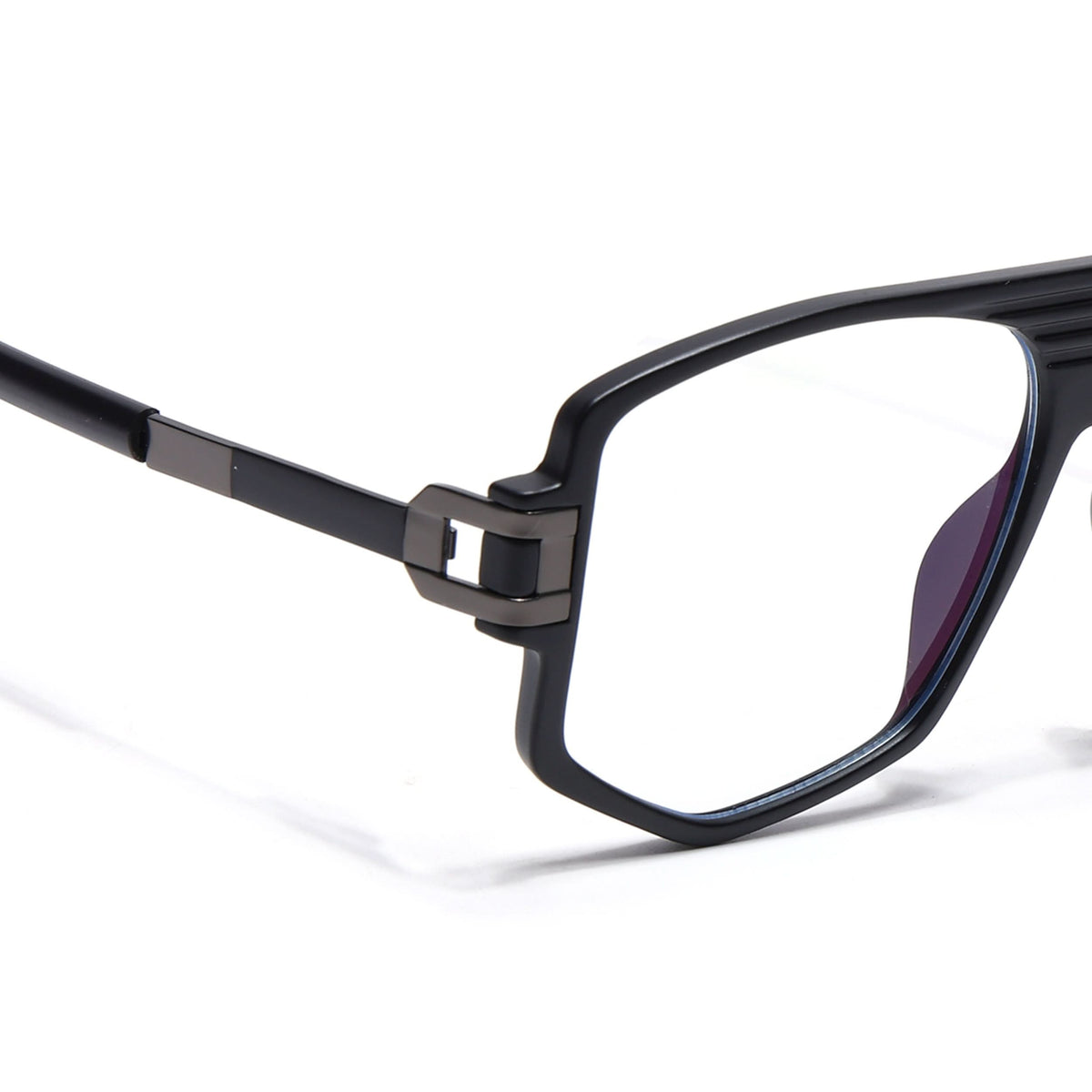 EyeJack Titex Matt Black & Grey Wayfarer Eyeglasses for Men & Women (18910CL339-C4)