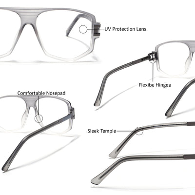EyeJack Titex Matt Grey Wayfarer Eyeglasses for Men & Women (18910CL341-C6)