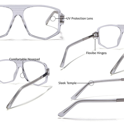 EyeJack Titex Transparent Wayfarer Eyeglasses for Men & Women (18910CL342-C7)