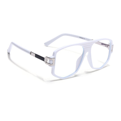 EyeJack Titex White Wayfarer Eyeglasses for Men & Women (18910CL343-C8)