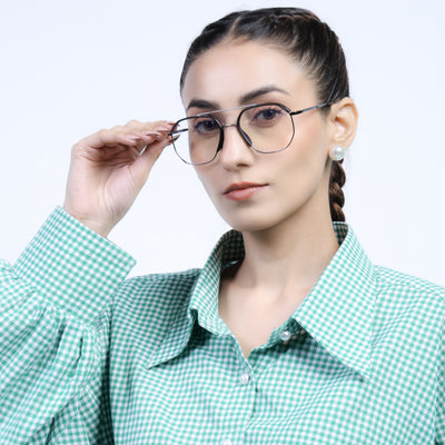 Eyejack Aura Grey & Black Wayfarer Eyeglasses for Men & Women (19001FCL1946-C1)