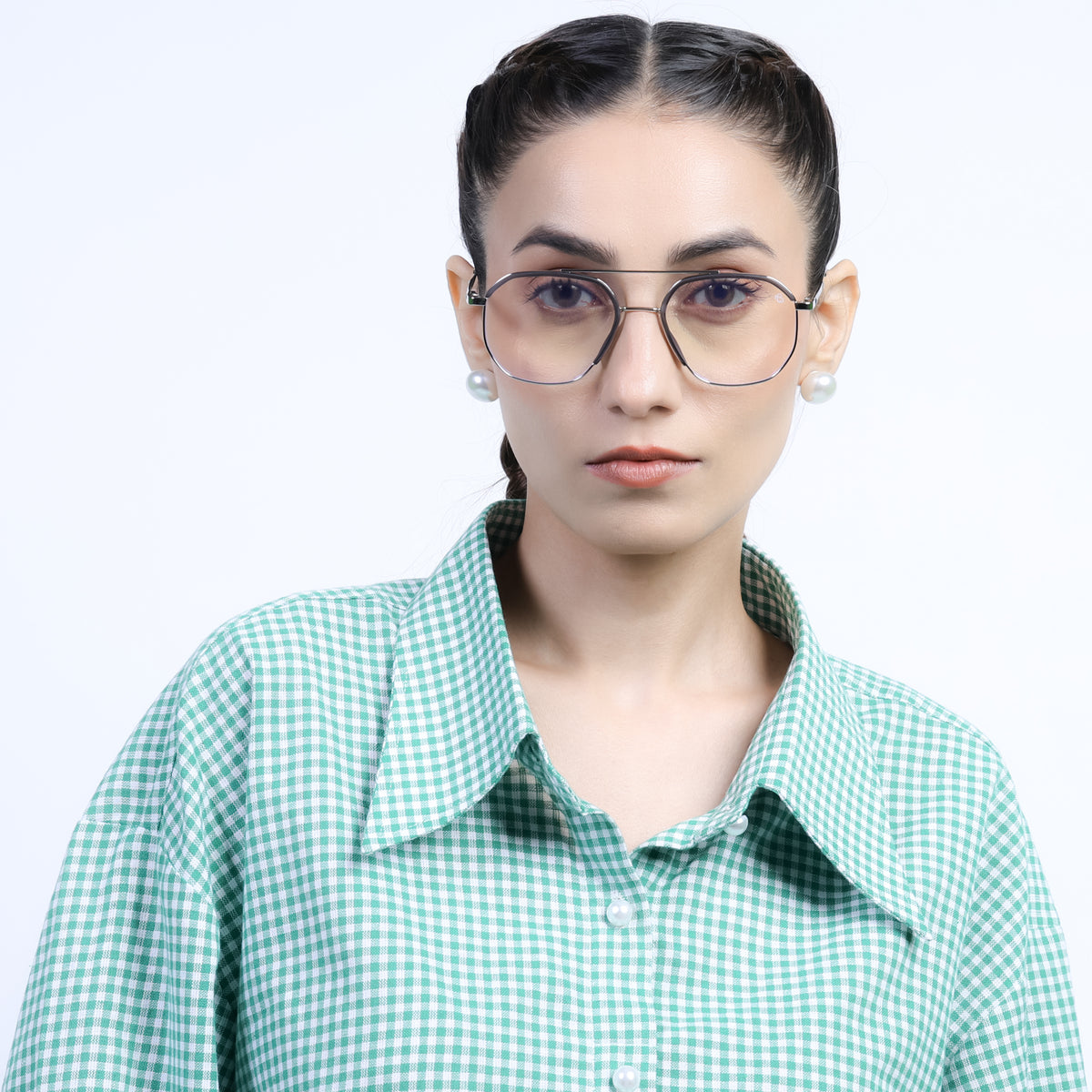 Eyejack Aura Grey & Silver Wayfarer Eyeglasses for Men & Women (19001FCL1947-C2)