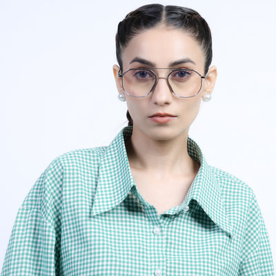 Eyejack Aura Grey & Silver Wayfarer Eyeglasses for Men & Women (19001FCL1947-C2)